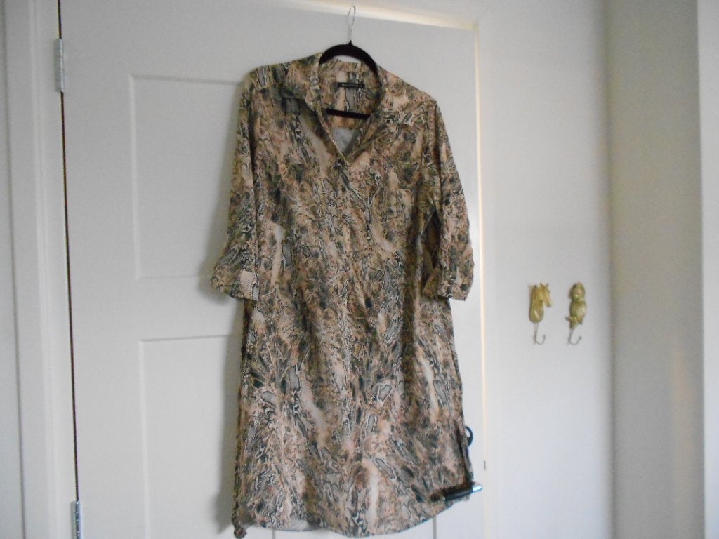 Expresso jurk bruin/beige/zwart, maat 46, Kleding | Dames, Maat 46/48 (XL) of groter, Zo goed als nieuw, Knielengte, Meerkleurig