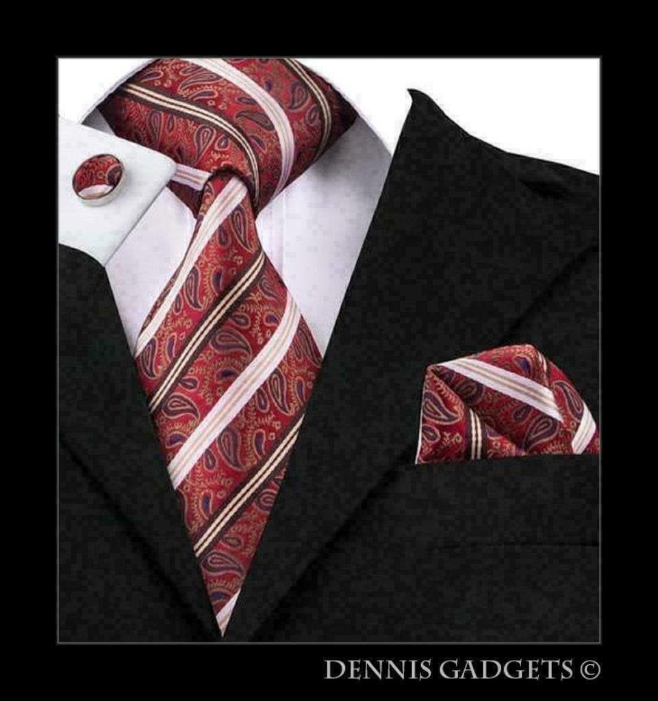 Dennis Gadgets: 100 % zijden stropdas ( 3 delig !! ) DG 1569, Kleding | Heren, Ophalen of Verzenden, Nieuw, Rood, Met patroon