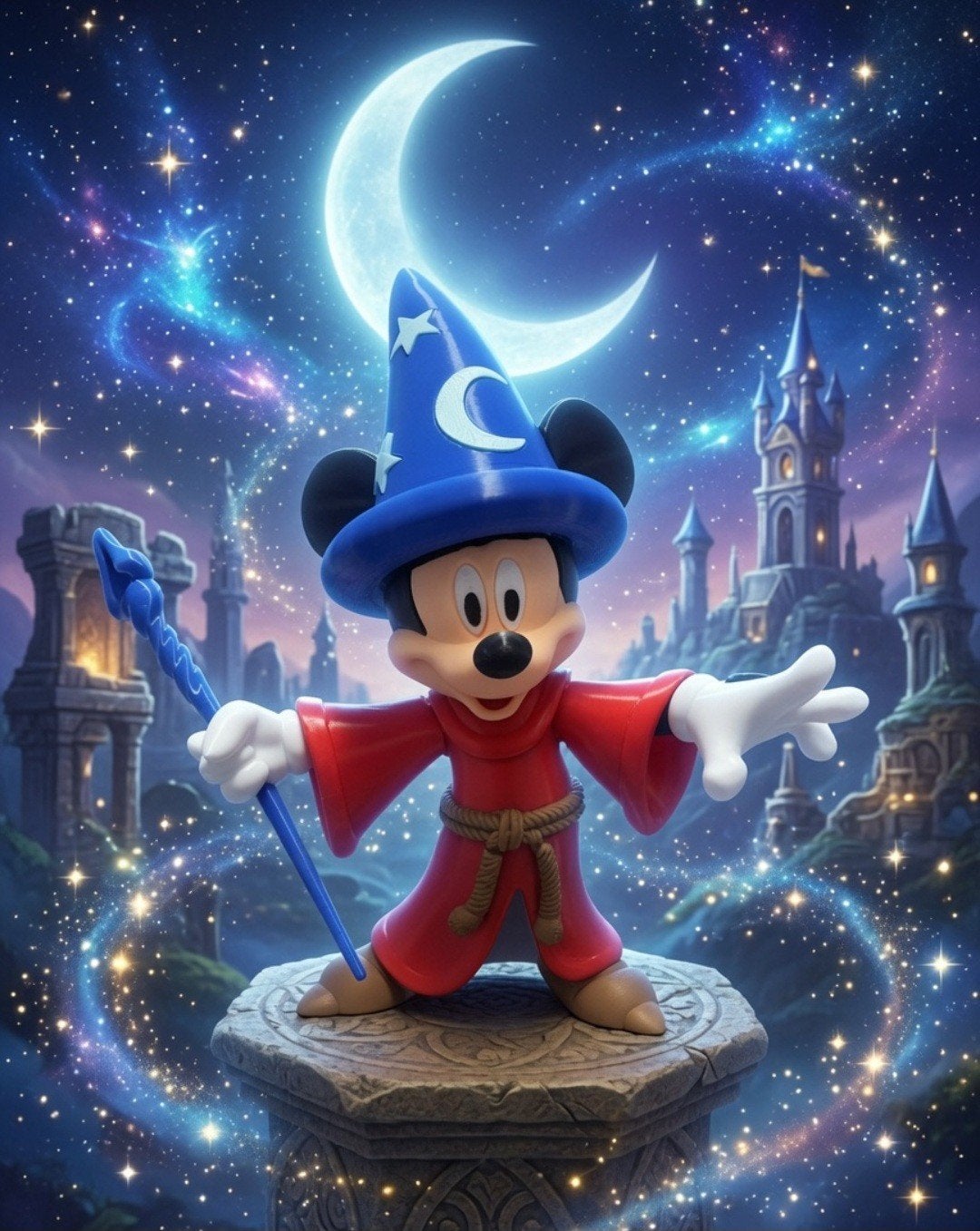 Mickey Mouse Tovenaarsleerling Fantasia 3D Print 27cm, Verzamelen, Disney, Ophalen of Verzenden, Mickey Mouse, Nieuw, Beeldje of Figuurtje