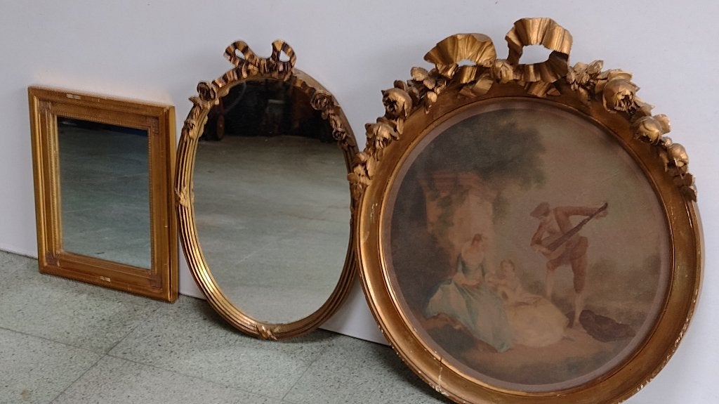 antiek vergulden spiegeltjes<:ronde fotokader, Ophalen