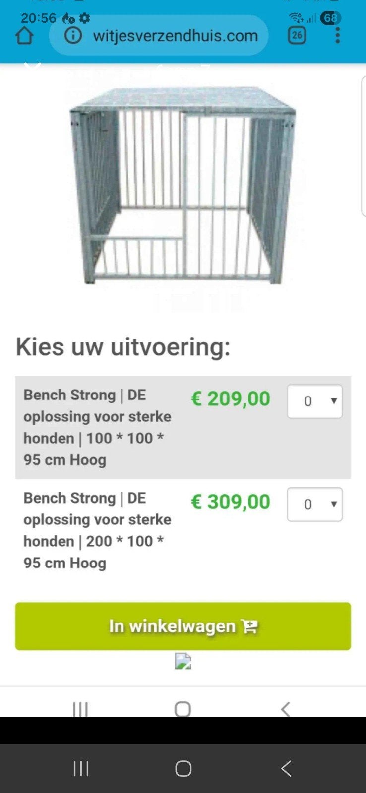 Bench hondenhok extra sterk, Dieren en Toebehoren, Ophalen, 110 cm of meer, 100 cm of meer