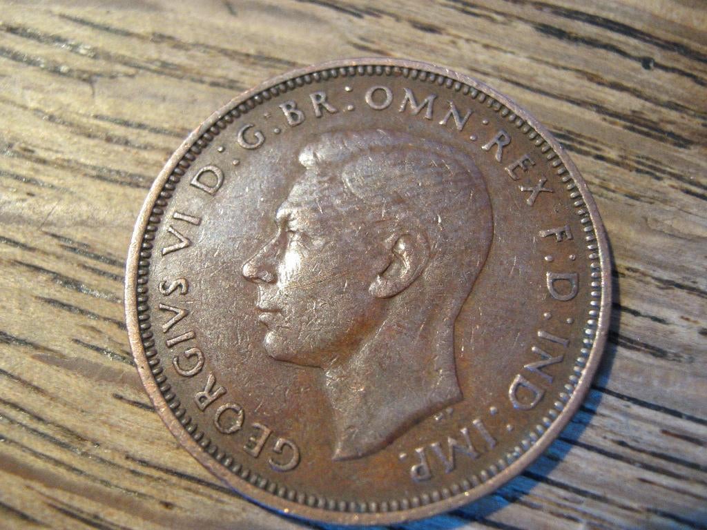 Engeland Half-Penny 1943 met galjoen, WW2 #637, Ophalen of Verzenden, Overige landen, Losse munt