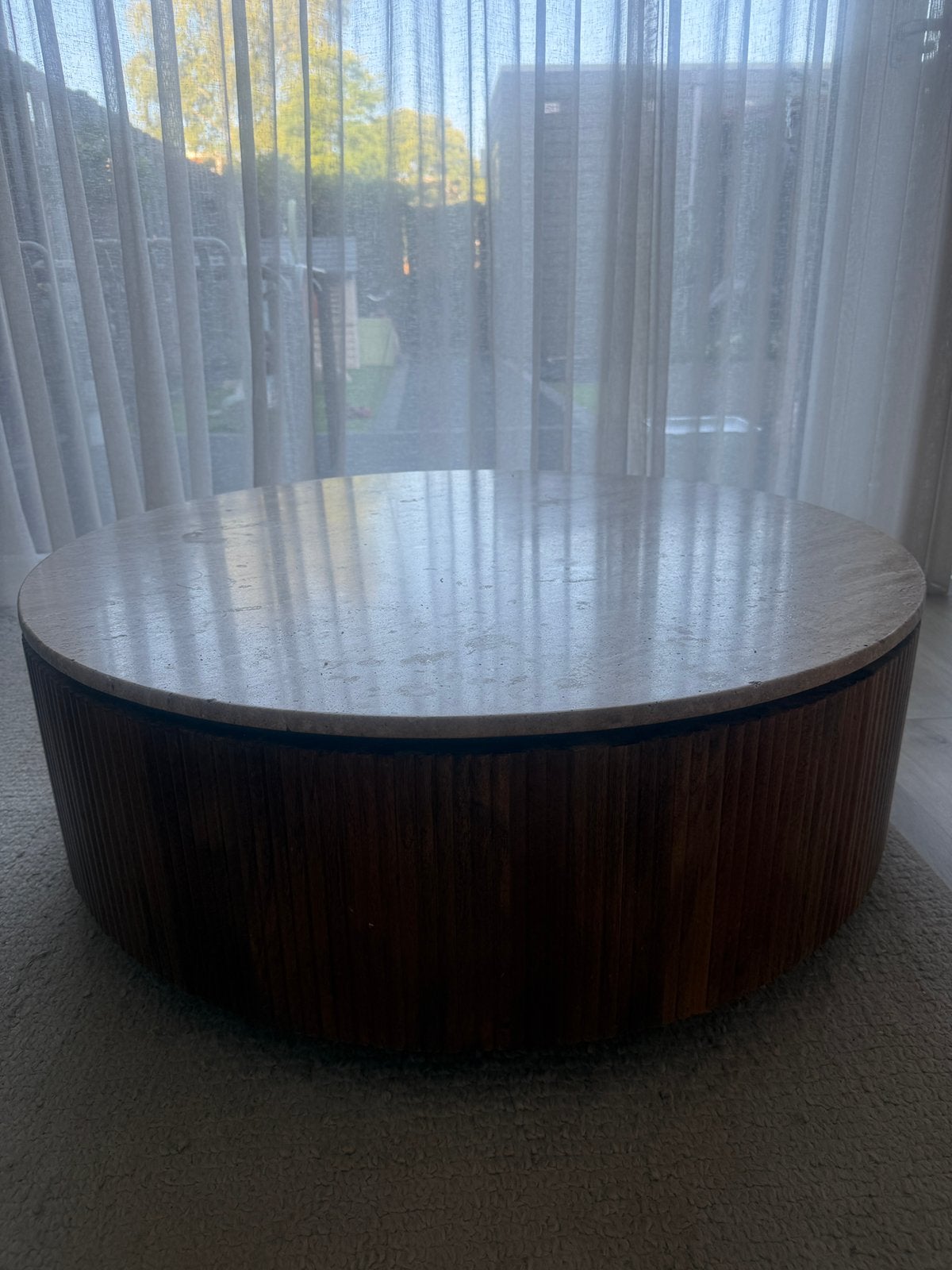 Echte travertin salontafel, 100 tot 150 cm, Zo goed als nieuw, Rechthoekig, 50 tot 100 cm