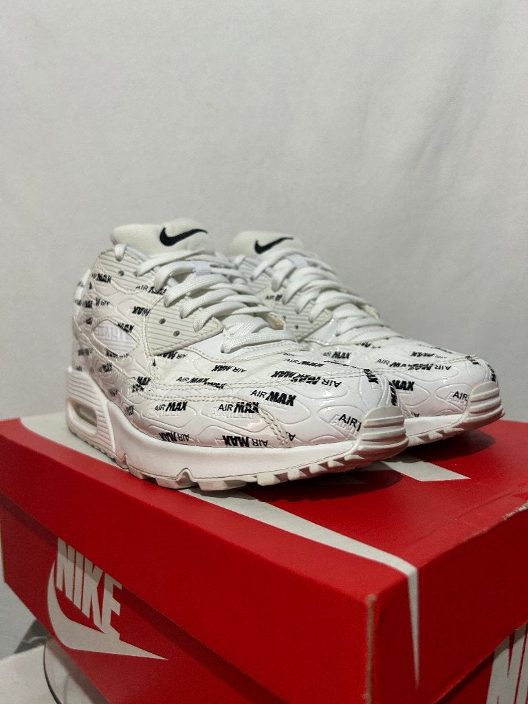 ALS NIEUW! Maat 44,5 - Nike Air Max 90 All Over White Black, Kleding | Heren, Schoenen, Verzenden, Wit, Nike, Nike