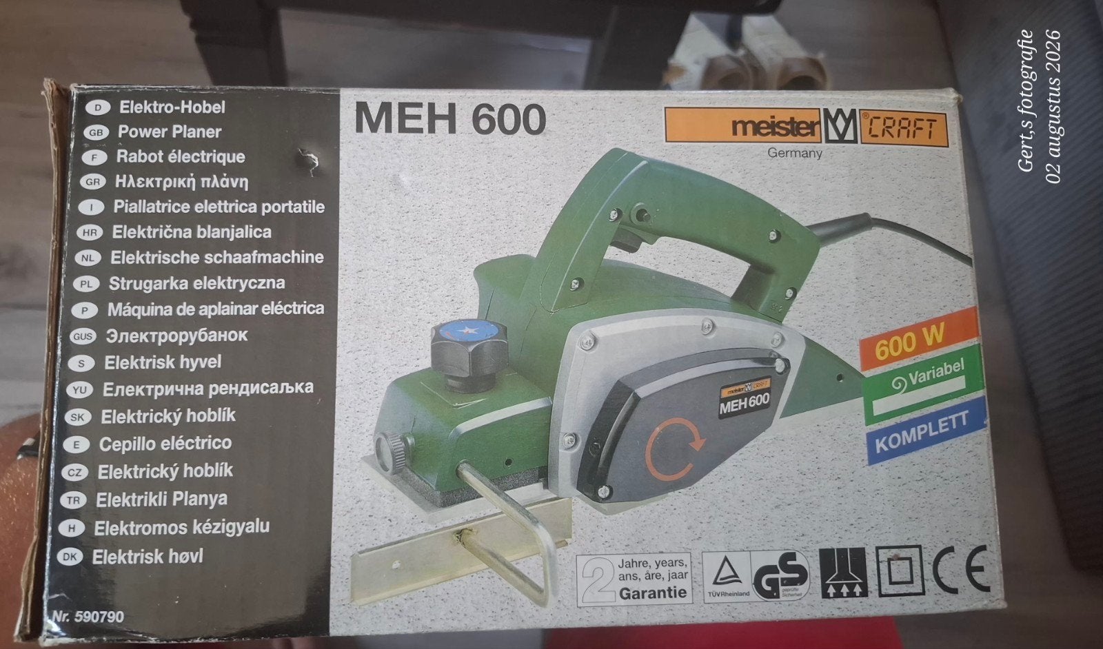 Meister Craft MEH 600 elektrische schaafmachine, Ophalen of Verzenden, Zo goed als nieuw