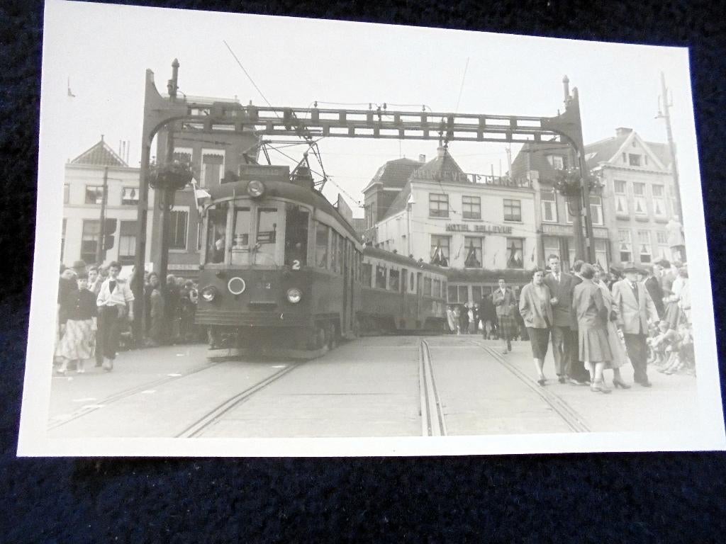 Leiden. NZH Blauwe Tram Opsteekbord en Pannenkoeken., Verzamelen, Verzenden, Gebruikt, Tram, Overige typen