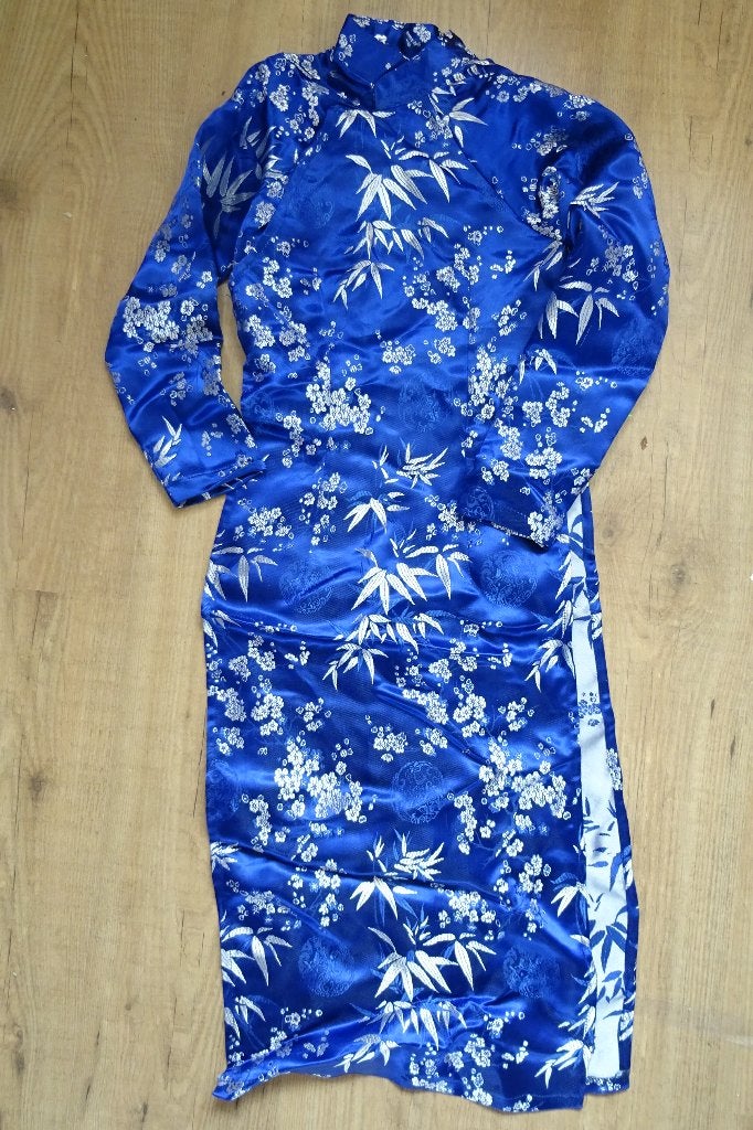 Japanse jurk blauw maat 140-146, Kleding | Dames, Carnavalskleding en Feestkleding, Ophalen, Zo goed als nieuw, Maat 46/48 (XL) of groter