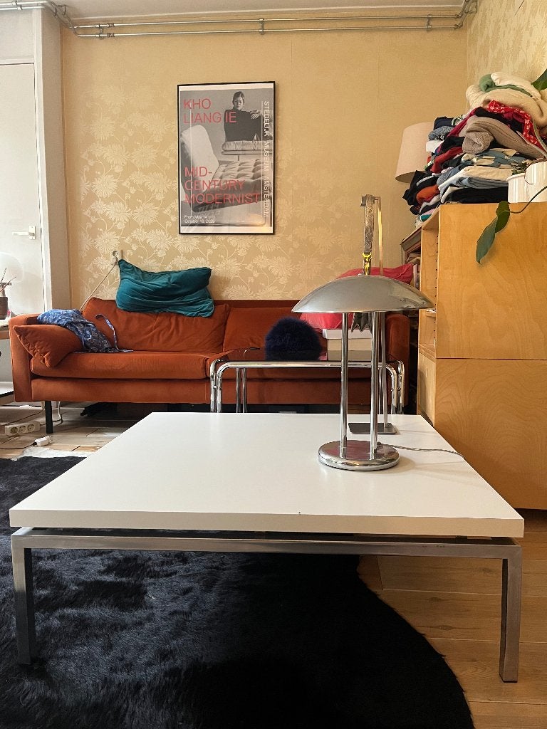Retro vintage salon tafel, Ophalen, Zo goed als nieuw, Metaal, 100 tot 150 cm