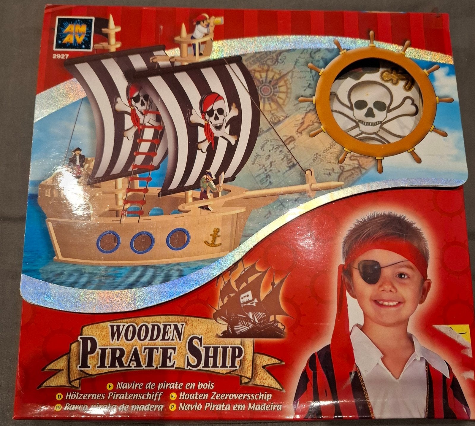 Houten Piratenschip Bouwpakket - Knutselset voor Kinderen, Ophalen of Verzenden, Nieuw, Knutselen