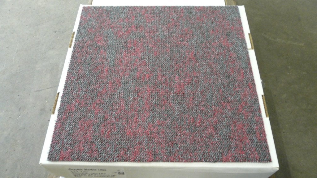 Tapijttegels Graphic marble (partij 128) 25m2 grijs / rood, Ophalen, Rood, Nieuw, 25 tot 50 m²