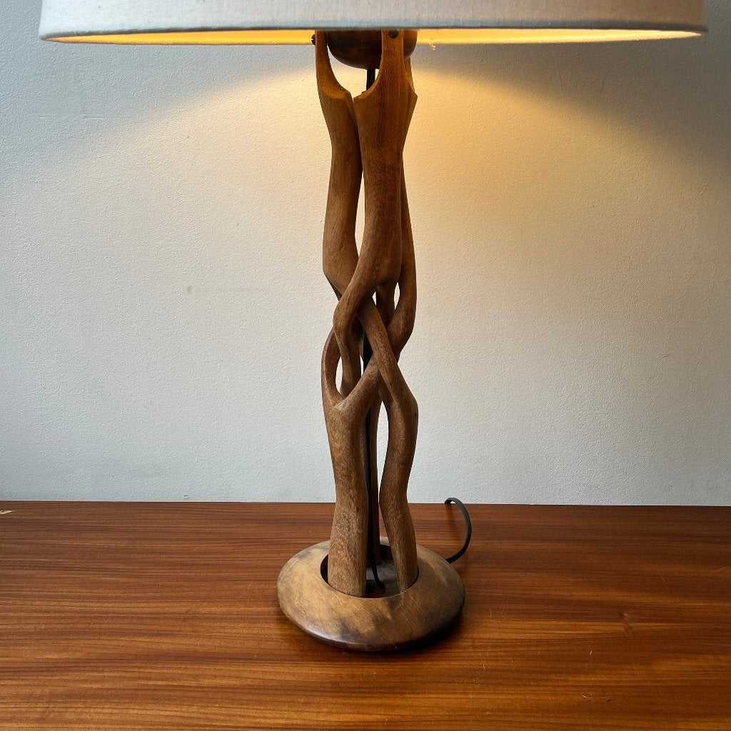 Vintage jaren 50 60 Deens Scandinavisch teak lamp, Gebruikt, Teak, Hout, Ophalen of Verzenden