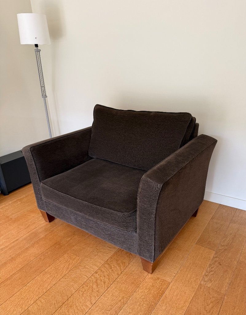 Loveseat fauteuil bruin, Huis en Inrichting, Fauteuils, Ophalen, Gebruikt, Stof, 75 tot 100 cm