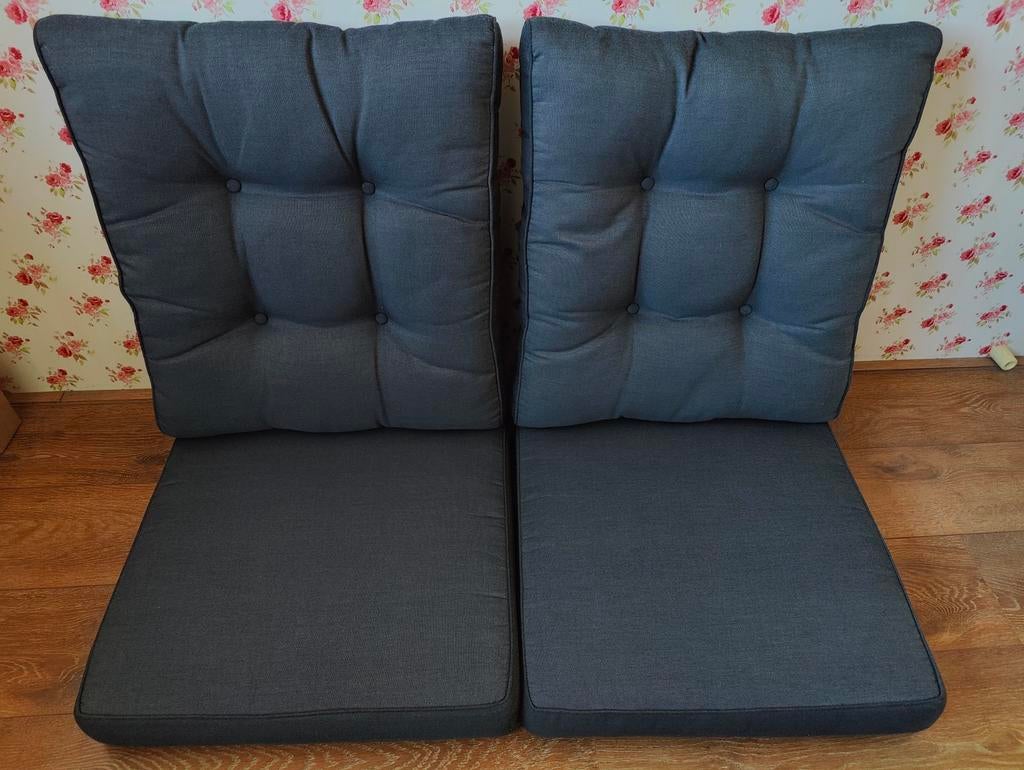 2 kussen sets voor tuin beubels donkergrijs, Ophalen, Zo goed als nieuw