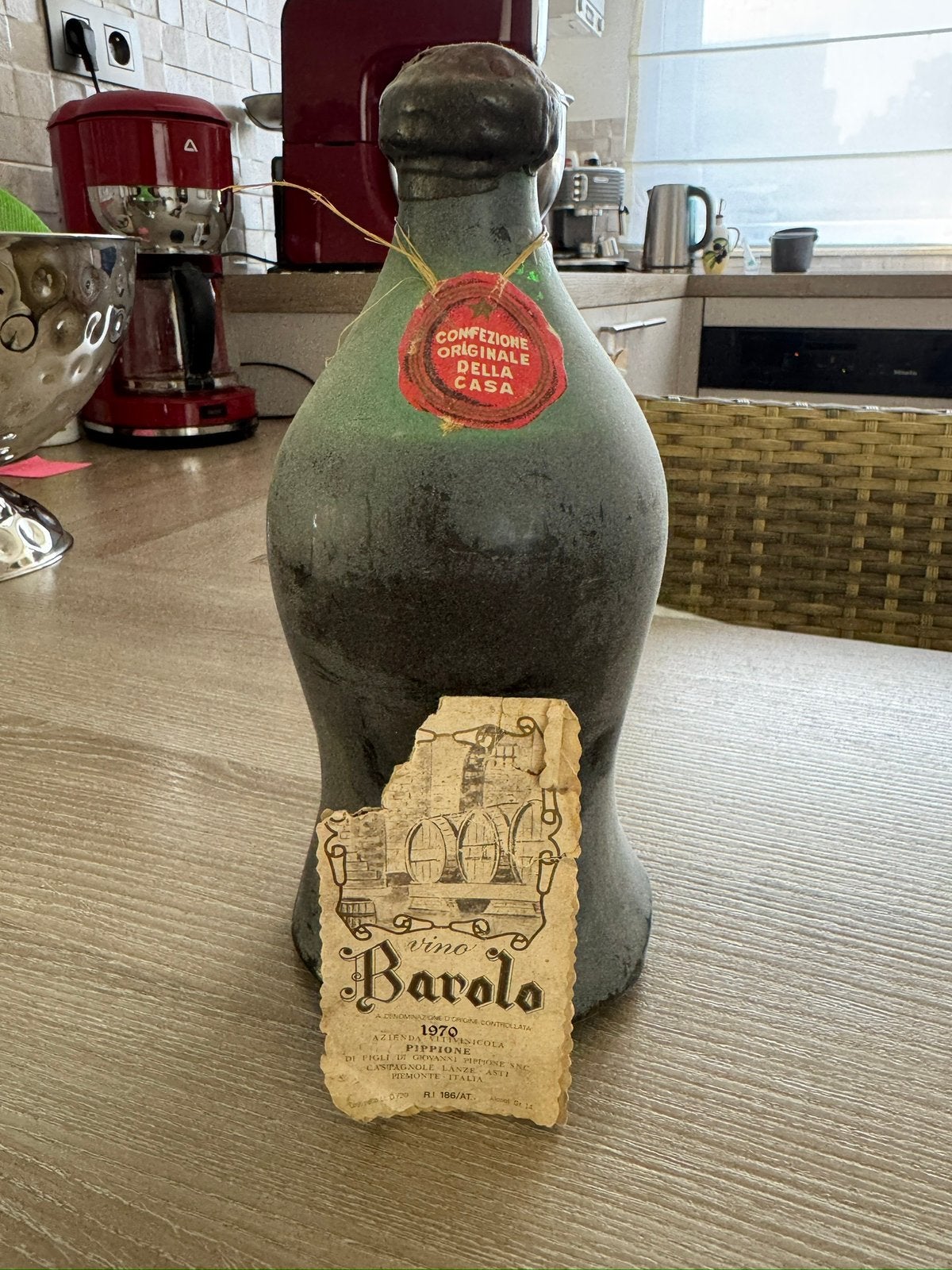 Vino Barolo Pippione 1970 verzegeld, Ophalen, Italië, Zo goed als nieuw, Rode wijn