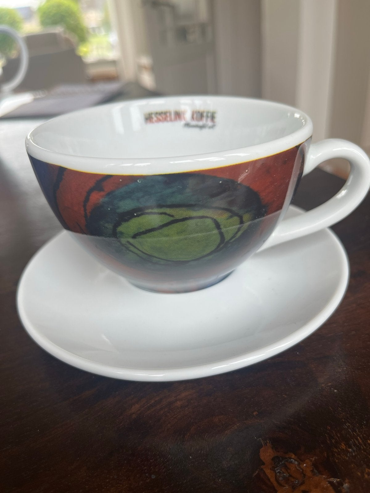 Cappuccino kop en schotel - Wesselink Koffie, Overige merken, Keramiek, Ophalen of Verzenden, Zo goed als nieuw