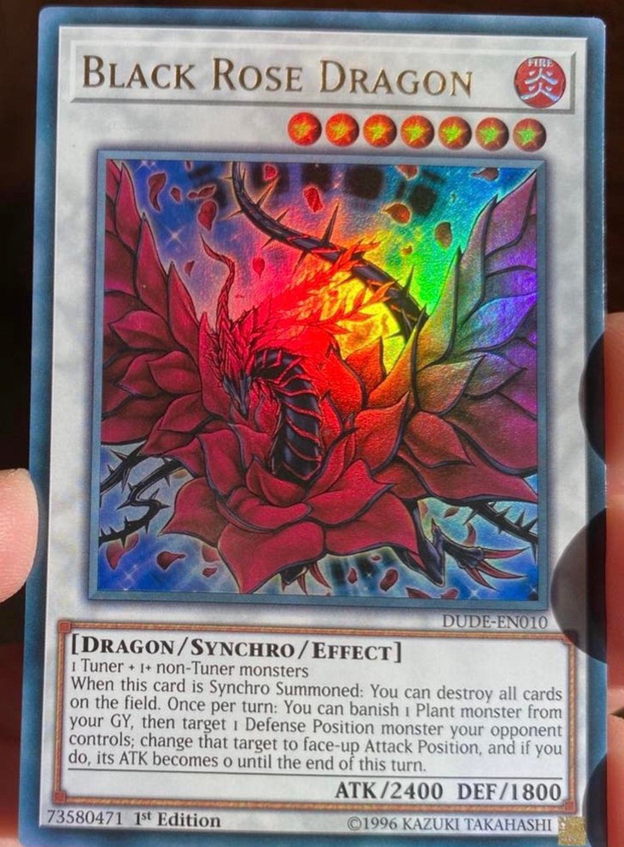 Yu-Gi-Oh! Black Rose Dragon DUDE 1st Edition !, Hobby en Vrije tijd, Verzamelkaartspellen | Yu-gi-Oh!, Ophalen of Verzenden, Zo goed als nieuw