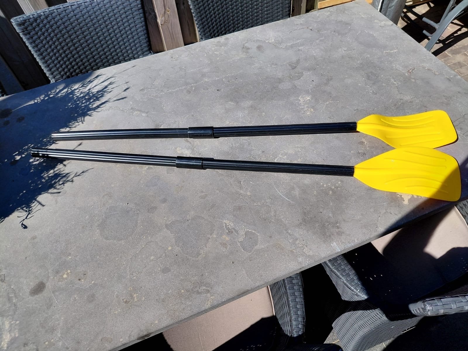 Peddels voor boot of kano - Geel en Zwart, Watersport en Boten, Ophalen, Gebruikt, Enkelbladige peddel