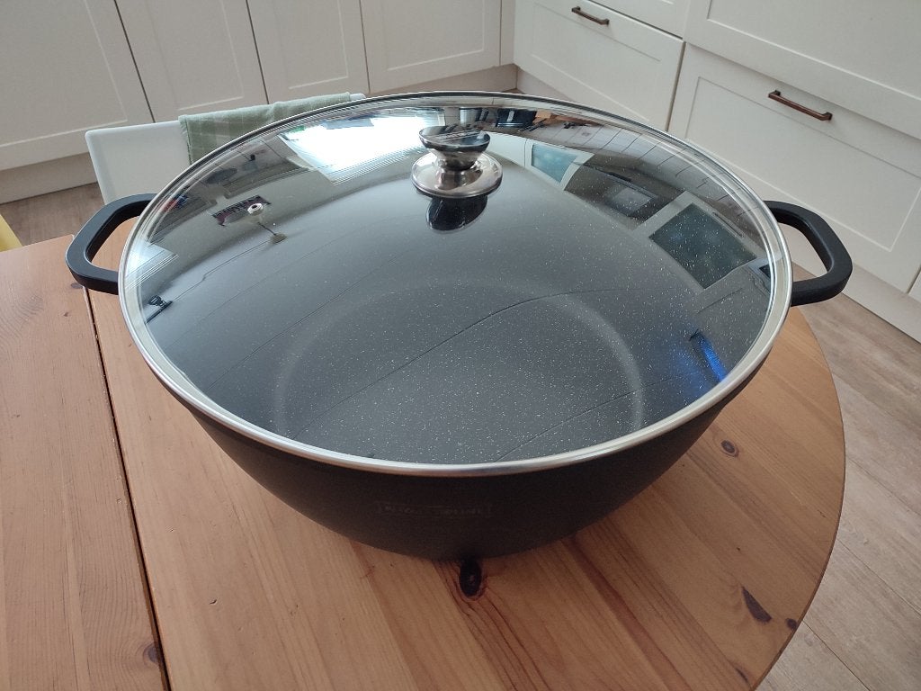 Royalty Line Braadpan aluminium, glazen deksel, 45 x 18 cm, Huis en Inrichting, Braadpan, Met handvatten, Aluminium, Ophalen of Verzenden