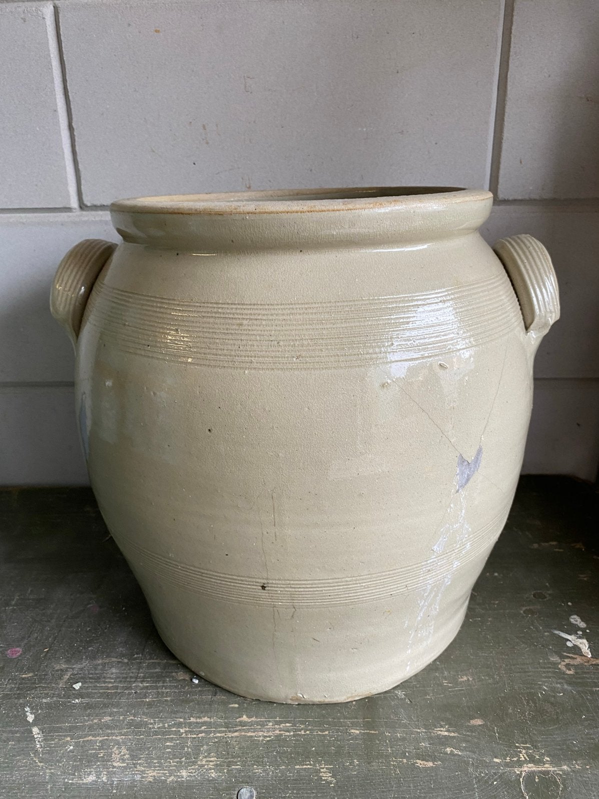Antieke aardewerken franse brocante grespot inmaakpot, Ophalen