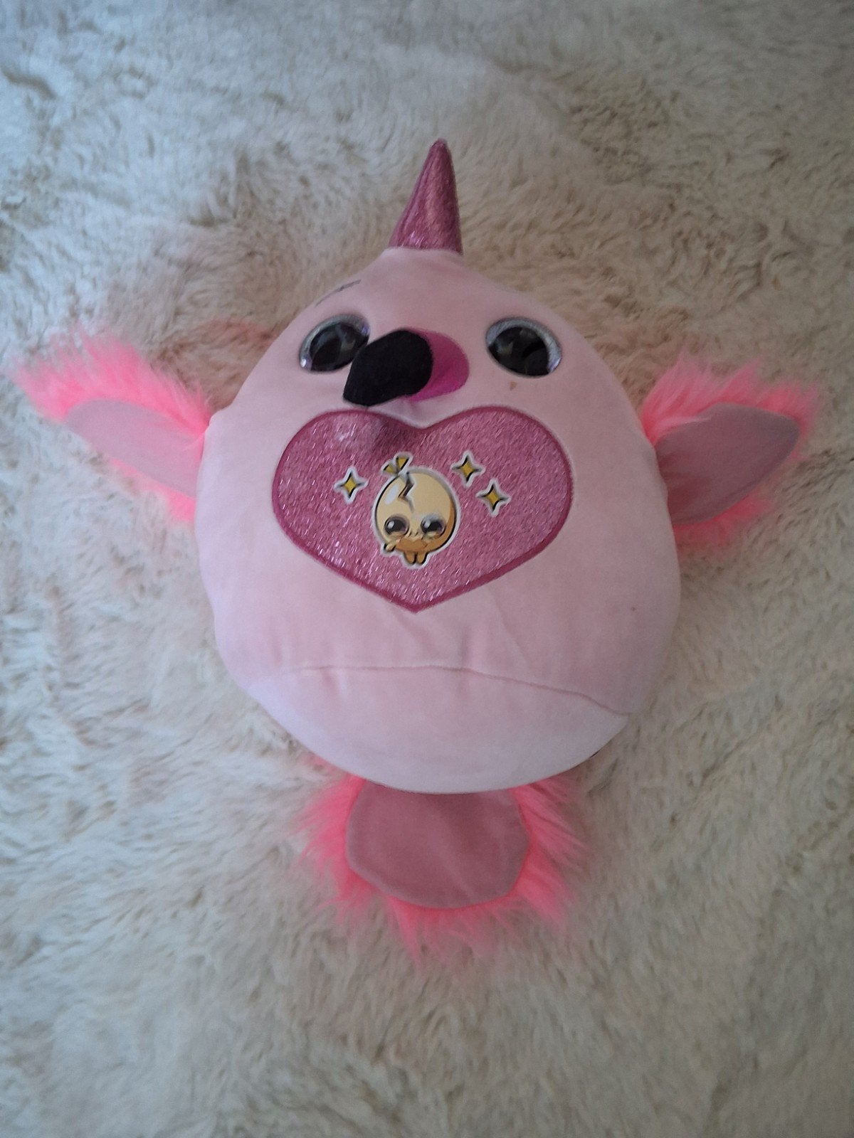 Roze eenhoorn knuffel met glitter hart, Overige karakters, Ophalen of Verzenden, Zo goed als nieuw, Middelgroot (20 tot 80 cm)