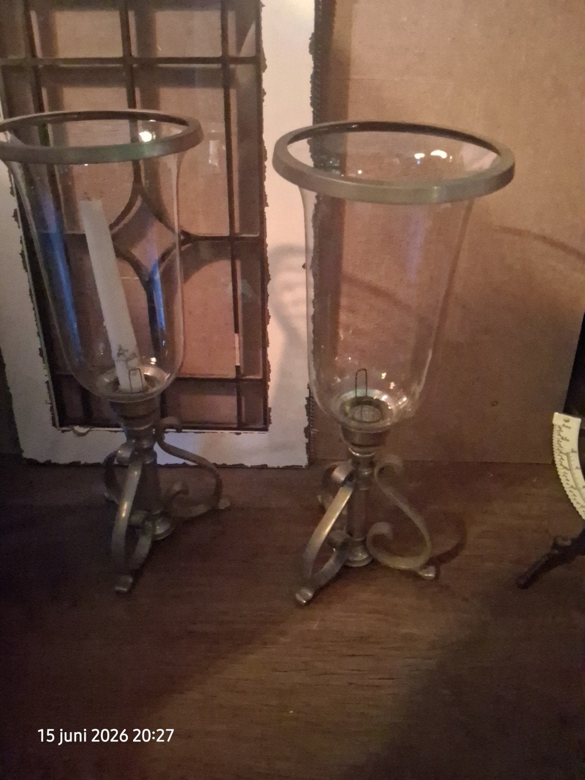 Antieker ver zilverde brocante windlichten, Ophalen of Verzenden
