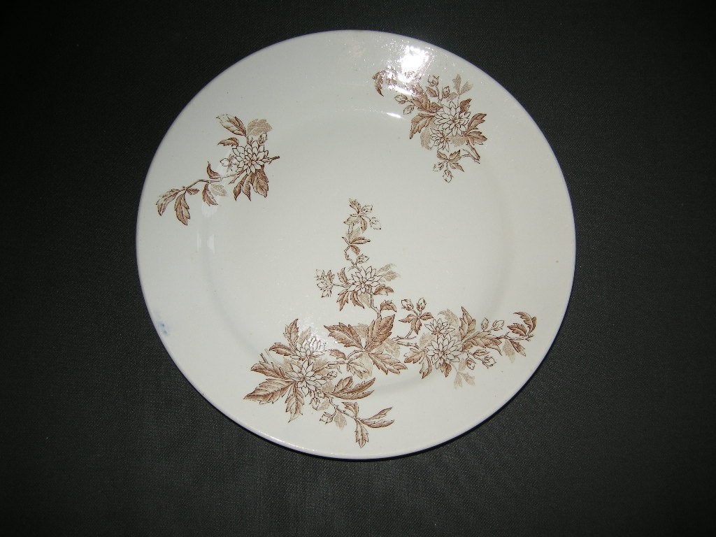 Societe Ceramique Aurore bruin, 3 dinerborden, Ophalen of Verzenden