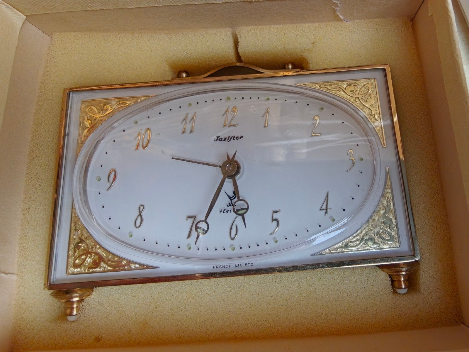 vintage Jaz Electric Frans klokje in de originele doos, Ophalen of Verzenden