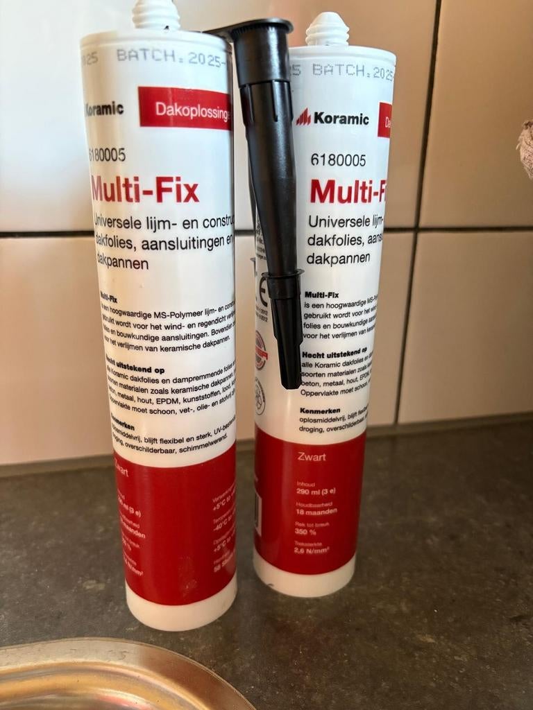 Multi fix dakpannen lijm koramic,wienerberger  36 stuks, Doe-het-zelf en Verbouw, Ophalen of Verzenden, Nieuw