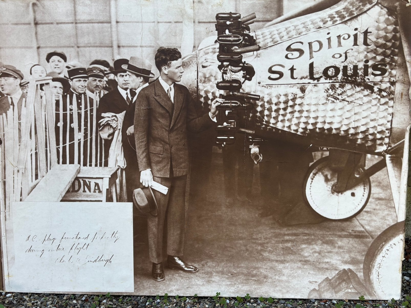 Zwart-wit ( sepia) poster Lindbergh in Paris, Ophalen of Verzenden, Kaart, Foto of Prent