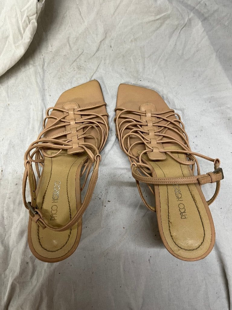 Sandalen beige/pastel oranje leder, maat 37, paco herrero, Ophalen, PACO HERRERO, Beige, Sandalen of Muiltjes