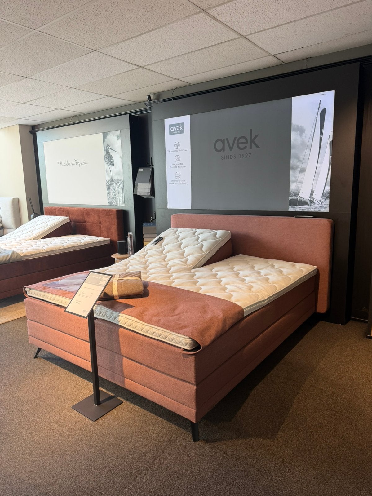 Avek FIER Flak elektrische boxspring. Nieuw! 180/210 KORTING, Tweepersoons, Ophalen of Verzenden, Zo goed als nieuw, 180 cm