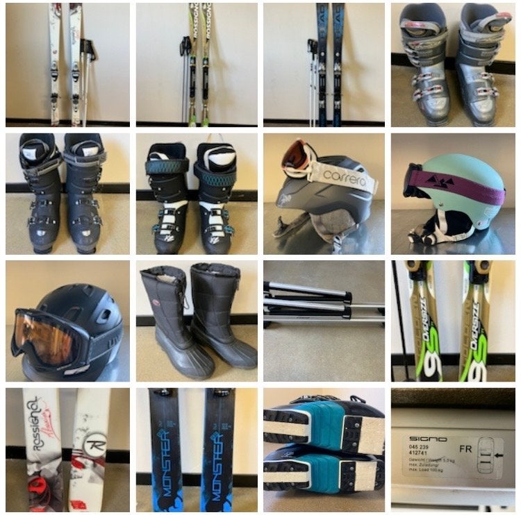 Complete Skiset: 3x ski's, stokken, schoenen, helmen, etc., Sport en Fitness, 160 tot 180 cm, Gebruikt, Skiën, Ski's