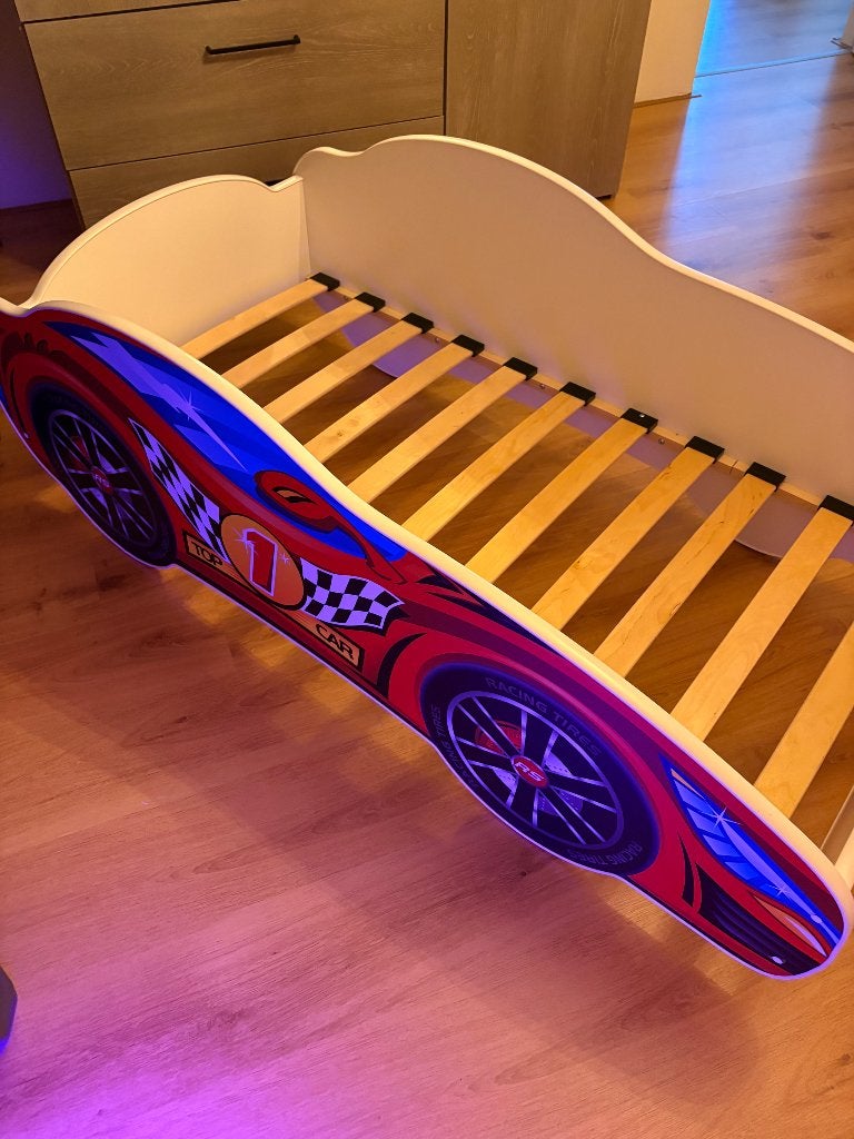Peuterbed raceauto, Ophalen, Gebruikt, 70 tot 85 cm, 140 tot 160 cm