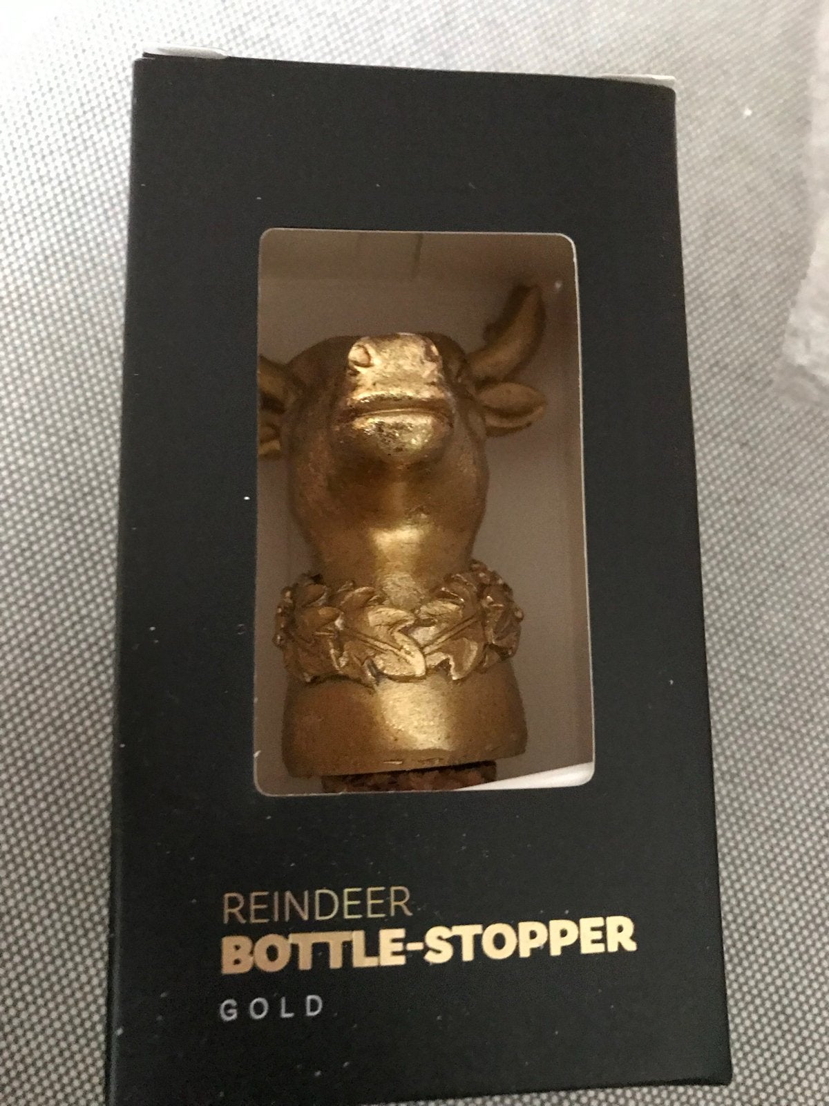 Rendier wijnstopper - Goudkleurig - Nieuw in doos, Ophalen, Overige typen, Goud, Nieuw
