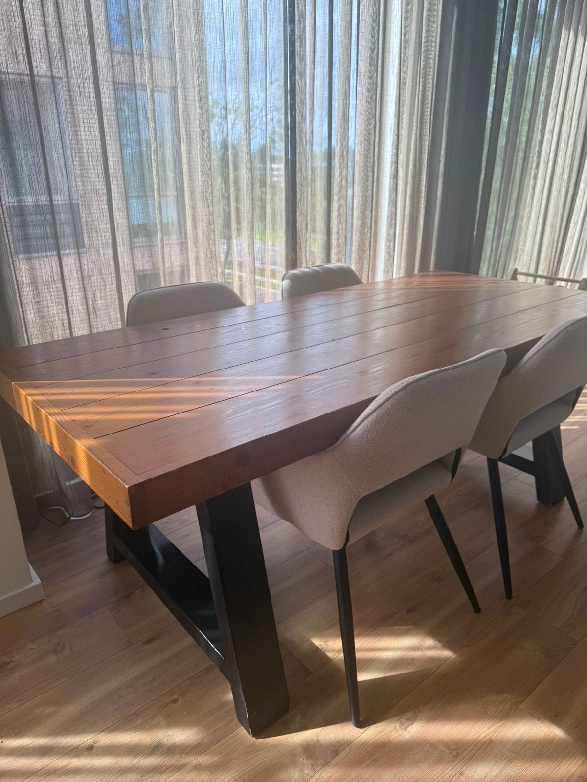 Houten eettafel 200x90 cm, Huis en Inrichting, Ophalen, Gebruikt, 50 tot 100 cm, Vijf personen of meer