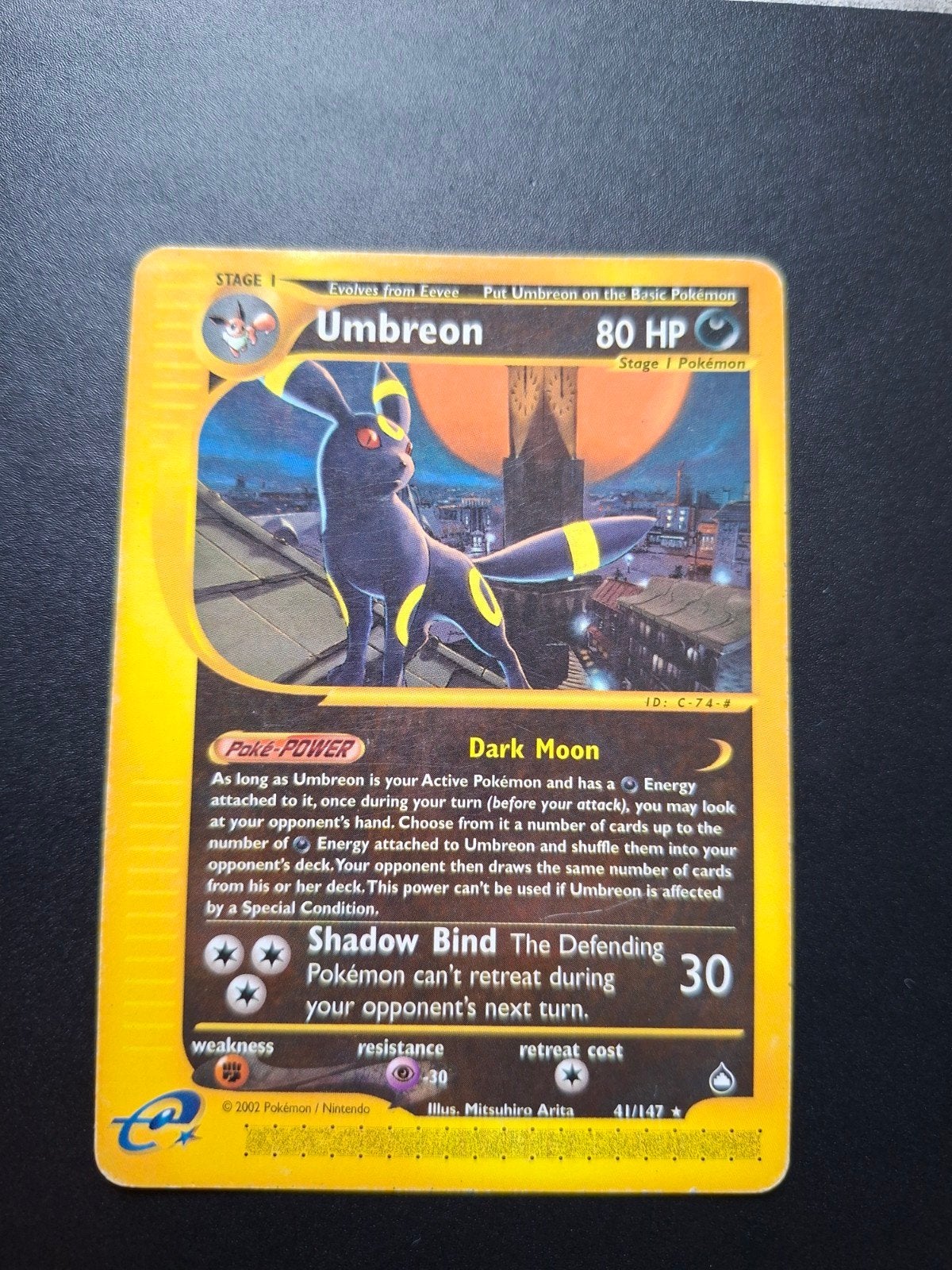 Pokémon Umbreon 41/147 e-Card Aquapolis, Hobby en Vrije tijd, Ophalen of Verzenden, Gebruikt, Losse kaart