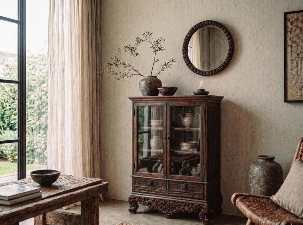 Antiek Theekastje Chinoiserie I Chinese stijl, Ophalen, Glas, 50 tot 100 cm, Minder dan 100 cm
