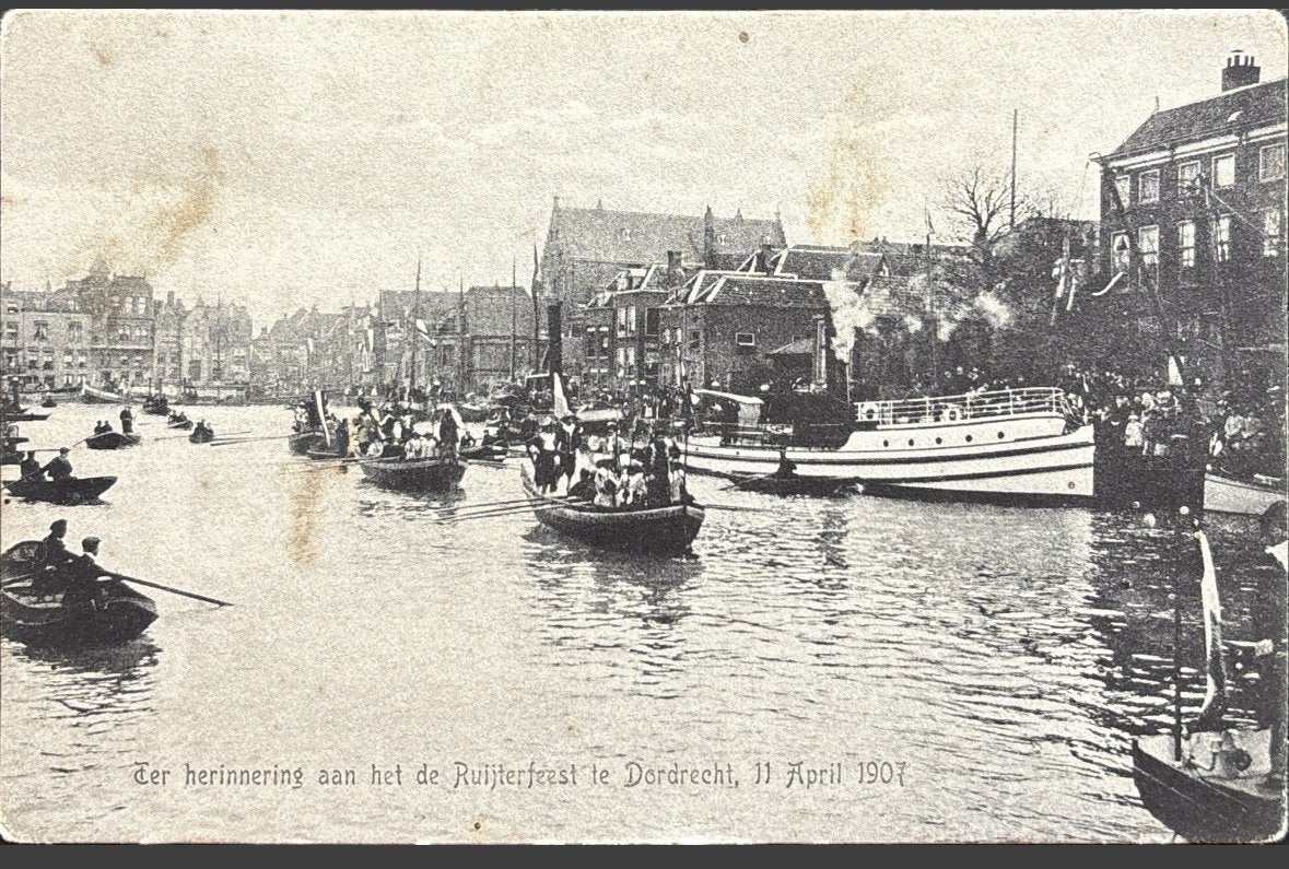 Dordrecht, Ruijterfeest boten en mensen, Ophalen of Verzenden, Voor 1920, Ongelopen, Zuid-Holland