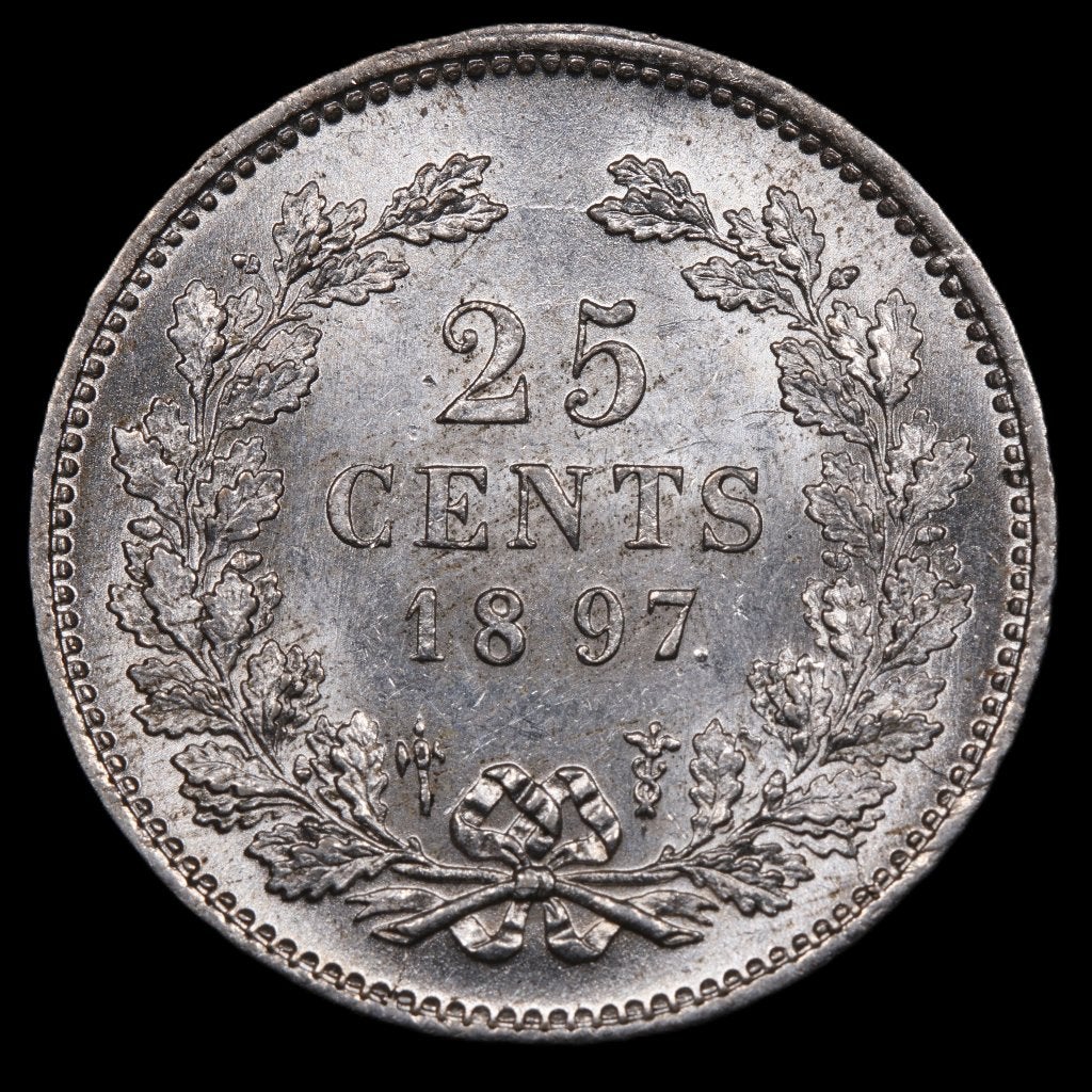 25 cent 1897. Pr, Zilver, 25 cent, Ophalen of Verzenden, Koningin Wilhelmina