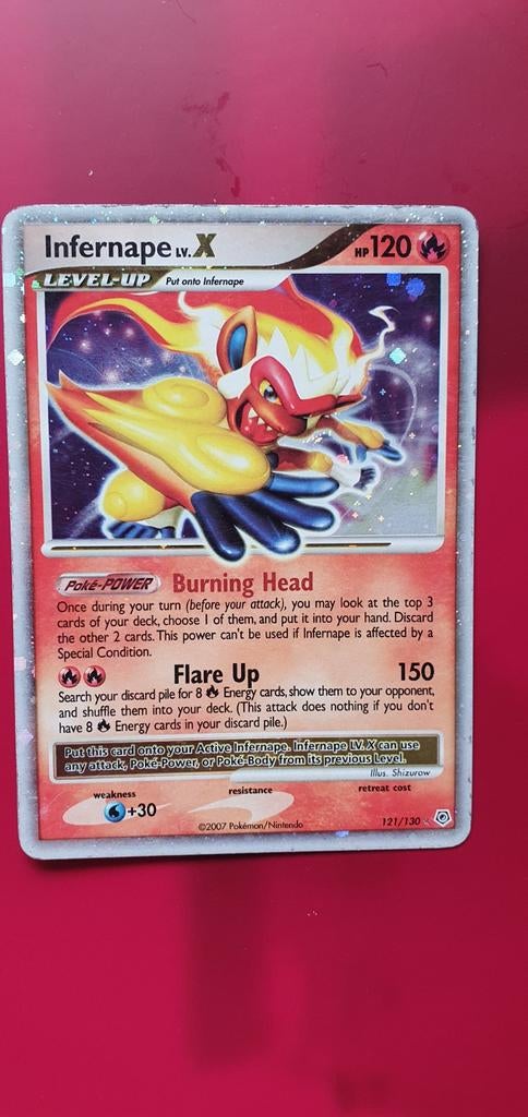 Infernape X 121/130 holo pokemon kaart, Ophalen of Verzenden, Gebruikt