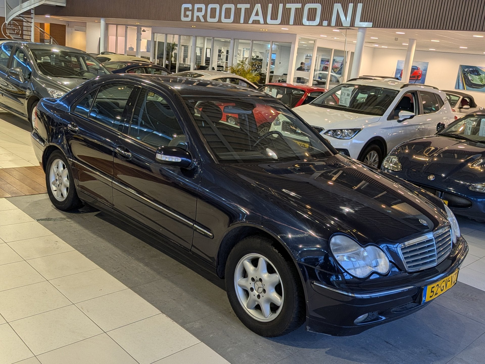 Mercedes-Benz C-Klasse 200 Kompressor Elegance Airco, Cruise, Auto's, Oldtimers, 1998 cc, Blauw, Bedrijf, Handgeschakeld