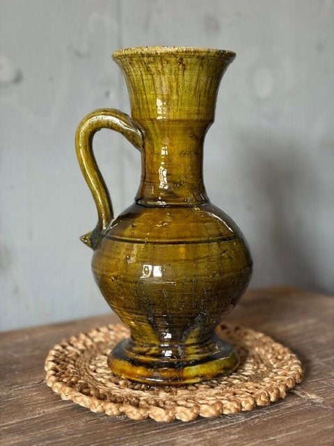 NIEUW BINNEN TAMEGROUTE kan / kruikje okergeel handmade, Huis en Inrichting, Nieuw, Ophalen of Verzenden, Nvt, Nvt