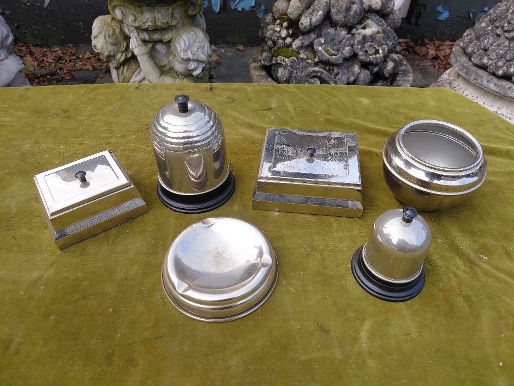 Vintage 6-delig verchroomd rookstel, ca. 1950-1960, Niet bekend, Verzenden, Overige typen, Niet bekend