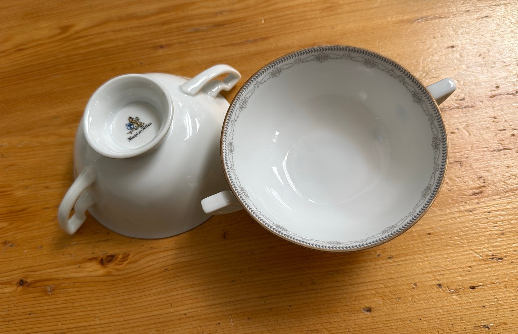 Königlich pr. Tettau bouillon/soepkoppen porselein, Ophalen