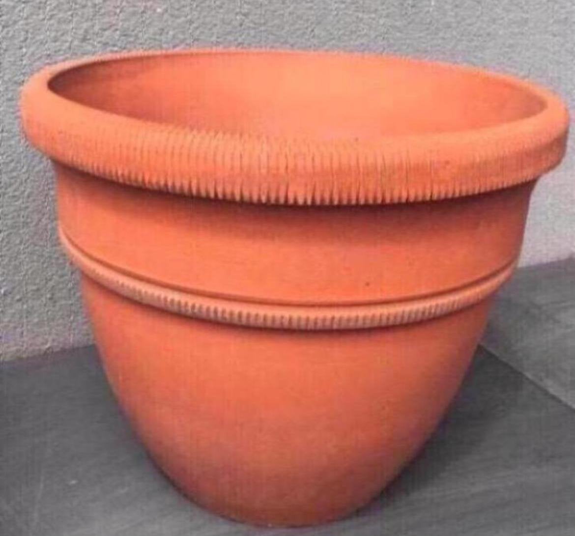 Grote terracotta bloempot 41cm ambachtswerk uniek mooi, Tuin en Terras, Gebruikt, 40 cm of meer, Rond, Ophalen of Verzenden