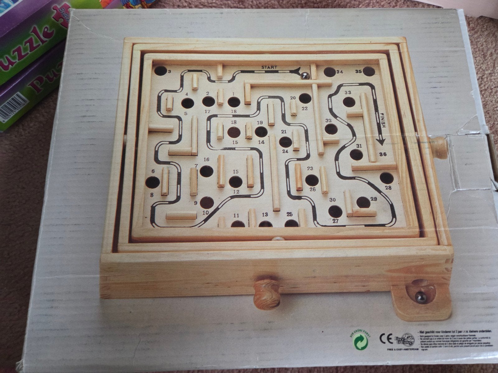 Big Labyrinth Houten Balansspel - Klassiek Doolhof, Een of twee spelers, Ophalen of Verzenden, Gebruikt, Onbekend