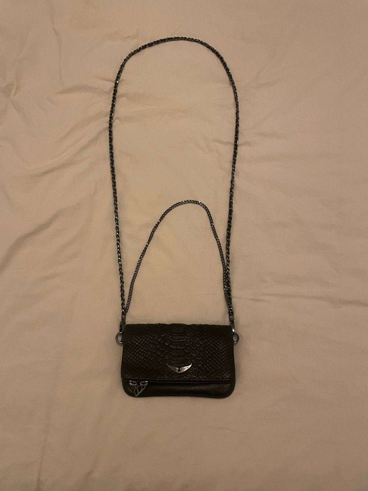 Zadig & Voltaire Rock Tas Zwart - Slangenprint, Ophalen, Zo goed als nieuw, Zwart, Schoudertasje