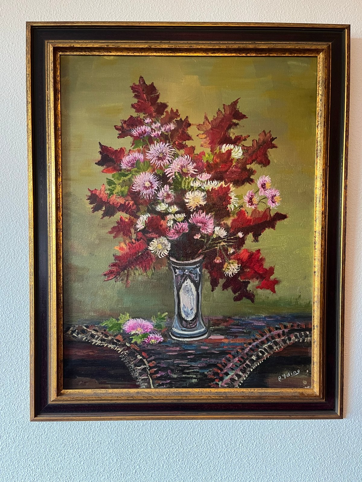 Schilderij A. Iding - Bloemenstilleven (100x81 cm), Ophalen, Doek, Realistisch, Stilleven