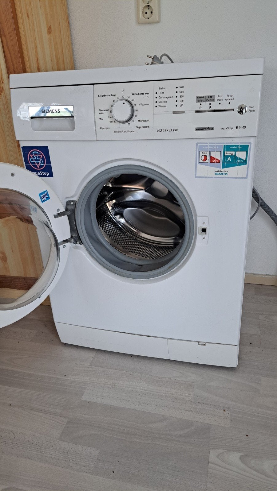 Siemens extraKLASSE varioPerfect aquaStop E 14-19 Wasmachine, Ophalen, Gebruikt, Voorlader, 85 tot 90 cm