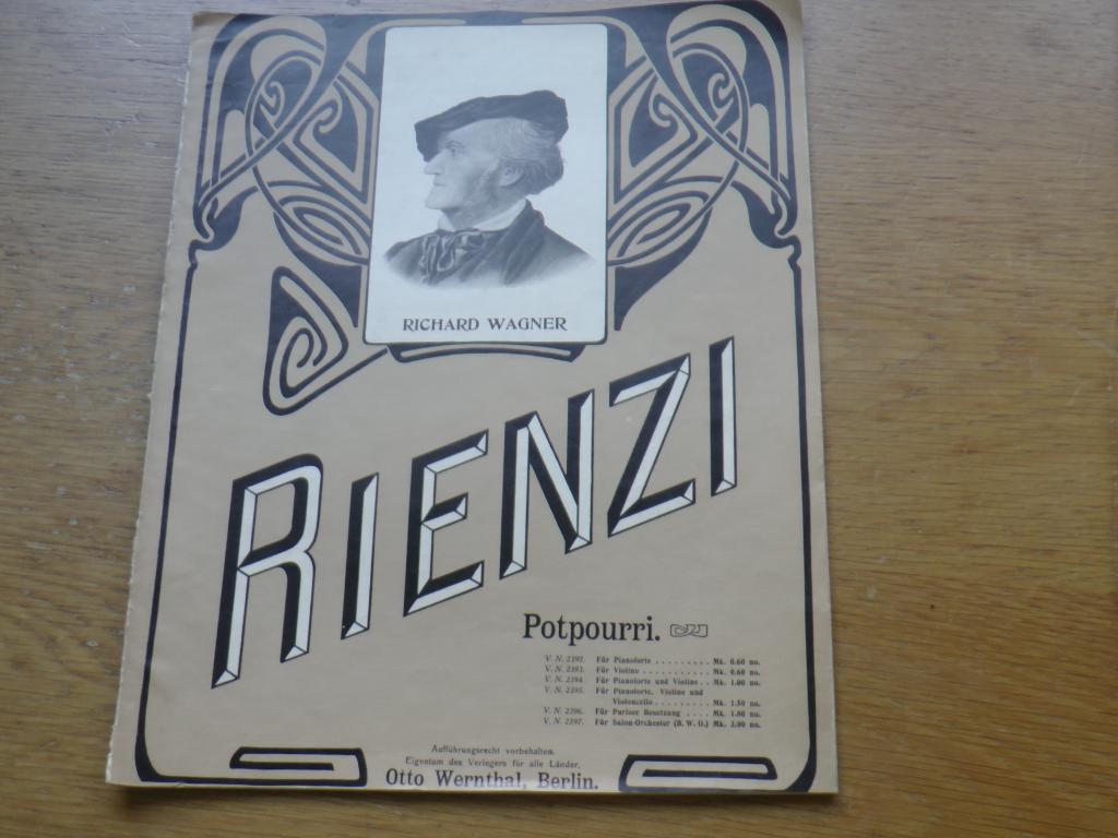 Richard wagner - rienzi - piano, Gebruikt, Klassiek, Ophalen of Verzenden, Artiest of Componist